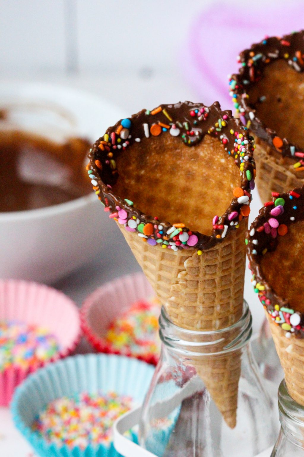 Chocolate Dipped Waffle Cones - Laying God's Table